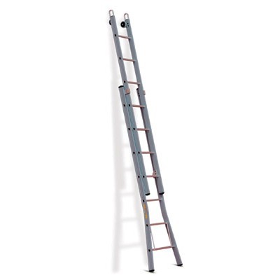 660210: Ruitenwasladder 2-delig met uitgebogen bomen - 2 x 10 treden - 3,85/6,65 m - 18 kg - 35 cm optrede