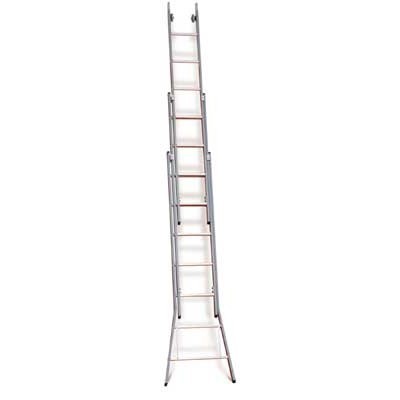 660307: Ruitenwasladder 3-delig met uitgebogen bomen -  3 x 7 treden - 2,80/6,30 m - 20 kg - 35 cm optrede