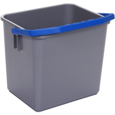 710326: Emmer - 6 l - GRIJS - handvat BLAUW