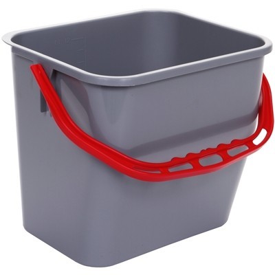 711325: Emmer - 12 l - GRIJS - handvat ROOD