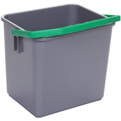 710326: Emmer - 6 l - GRIJS - handvat GROEN