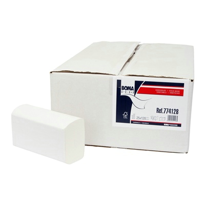 774128W: Multifold handdoekjes - zuiver tissue - 2 laags - 3000 stuks - Ecolabel