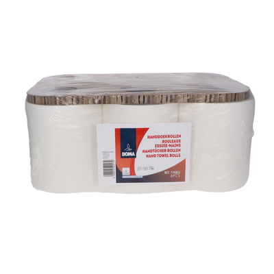 290099: Handdoekrol - zuiver tissue - 2 laags - 150 m x 21 cm - WIT - 6 rollen