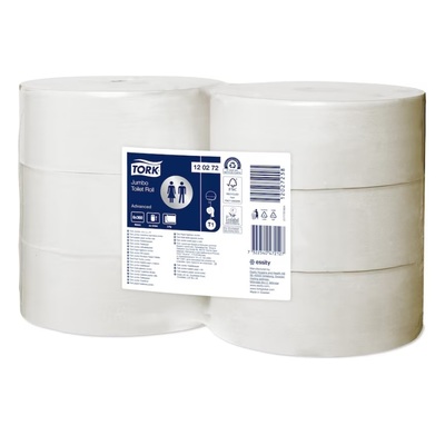 779012: Tork Advanced Jumbo toiletpapier - 2 laags - 360 m x 9,4 cm - 6 rollen - WIT - 120272