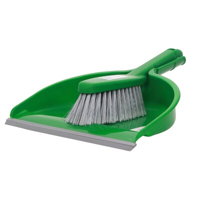 Hand brush pvc + dustpan plastic - GREEN