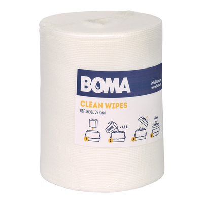 Rouleau Clean Wipes - 18.5 x 19 cm - BLANC - 250 pièces par rouleau