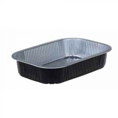 Rectangular Aluminum Container, 1000 cc, Black, 220x150x43 mm, 9 x 50 pcs - Includes FOST PLUS fee