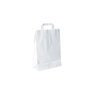 Carry Bag In White Kraft With Handle 260+170x250mm 400pcs