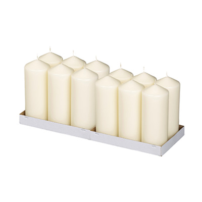 Ivory Pillar Candle 58x148mm Burn Time 43h 12pcs