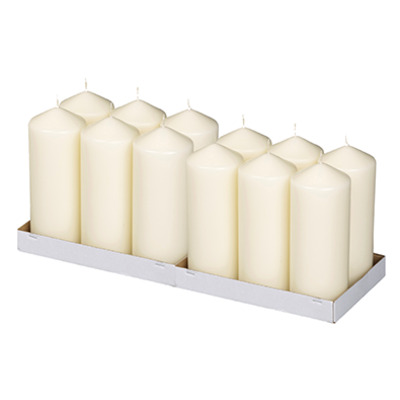 Bougie ivoire 78x198mm durée de combustion 110h 12pcs