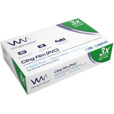 Wrapmaster PVC Film Refill - 30 cm x 300 m - 7 mµ - 3-pack