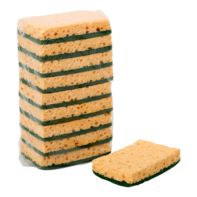 Scouring sponge - 11 x 7 x 2.3 cm - YELLOW/GREEN - Pack of 10 | BOMA ...