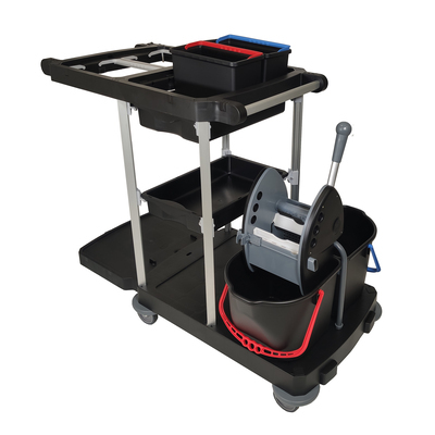 Greenspeed C-Shuttle 200 - open werkwagen met 2 compartimenten en 2-emmer mopsysteem.