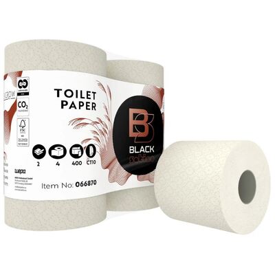 Black Satino GreenGrow Traditional toilet paper - Miscanthus grass - 2 ply - 400 sheets - waffled - NATURAL - 40 rolls (10x4) - 066870/066871