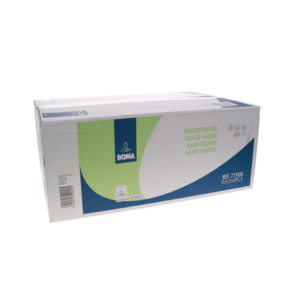 Essuie-mains Singlefold - tissu recyclé - 2 plis - 23 x 24 cm - BLANC - 3750 pièces (15x250)