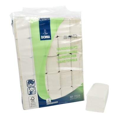 Multifold handdoekjes - recycled tissue - 2 laags - 24 x 21 cm - WIT - 3750 stuks (25x150)