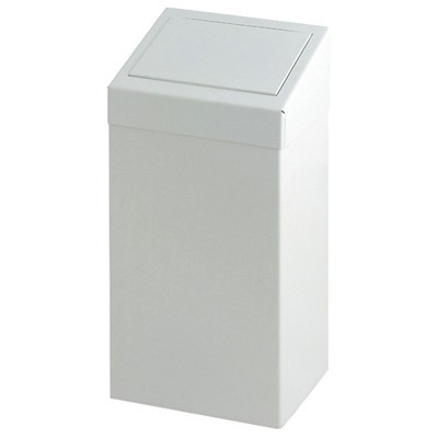 Poubelle métal avec couvercle à pousser - 50 l - BLANC