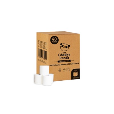 Traditional toilet paper - bamboo tissue - 2-ply - 48 m - 400 sheets - WHITE - 40 rolls - Cheeky Panda