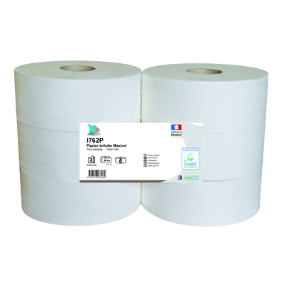 776971: Maxi Jumbo Toiletpapier - zuiver tissue - 2 laags - 320 m - WIT - 6 rollen