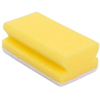 130480: Schuurspons synthetisch - 13 x 7 cm - GEEL/WIT