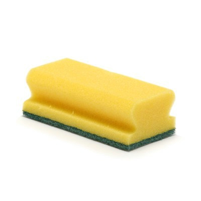 130491: Schuurspons met handgreep - 13 x 7 cm - GEEL/GROEN