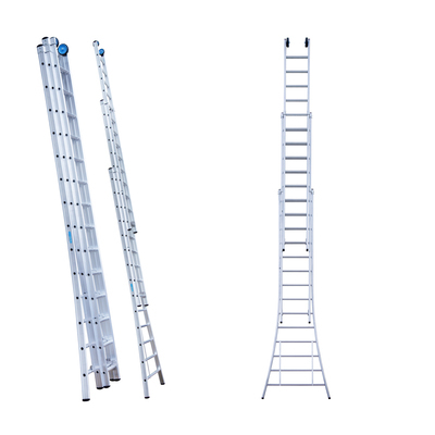 667214: Schuifladder 3-delig - 3 x 14 treden - 3,75/8,25 m - 31,4 kg