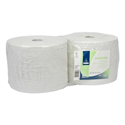 774008: Maxi Multirol - recycled tissue - 2 laags - 555 m x 25 cm - WIT - 2 rollen