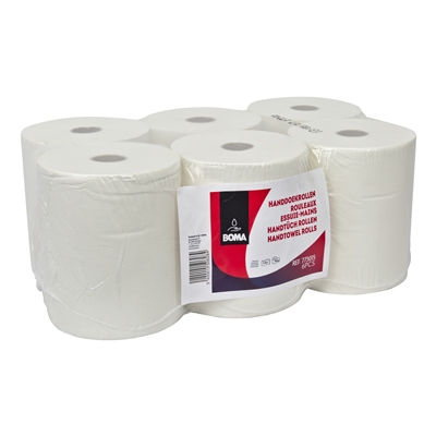 776915: Handdoekrol - zuiver tissue - 2 laags - 140 m x 20 cm - WIT - 6 rollen