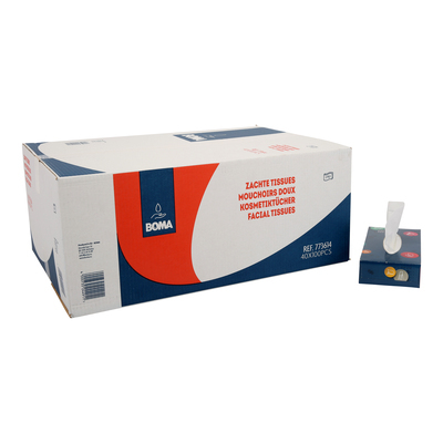 783086: Facial Tissue - zuiver tissue - 2 laags - 21 x 21 cm - 40 x 100 stuks