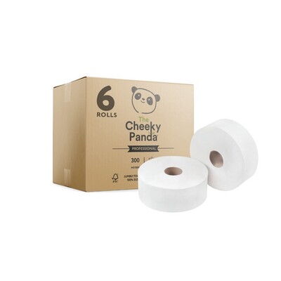 776971: Maxi Jumbo Toiletpapier - bamboe tissue - 2-laags - 300 m - WIT - 6 rollen - Cheeky Panda