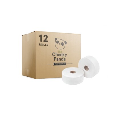776971: Mini Jumbo Toiletpapier - bamboe tissue - 2-laags - 150 m - WIT - 12 rollen - Cheeky Panda