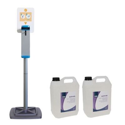 210074: Hand Hygiene Station Doria met elleboogbediening en navulbare dispenser - 1000 ml + 2 x 5L Alco-Gel