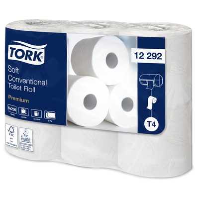 T12291: Tork Premium Toilet Paper Roll - 2 laags - 25 m x 10 cm - WIT - 12 x 4 rollen - 12292